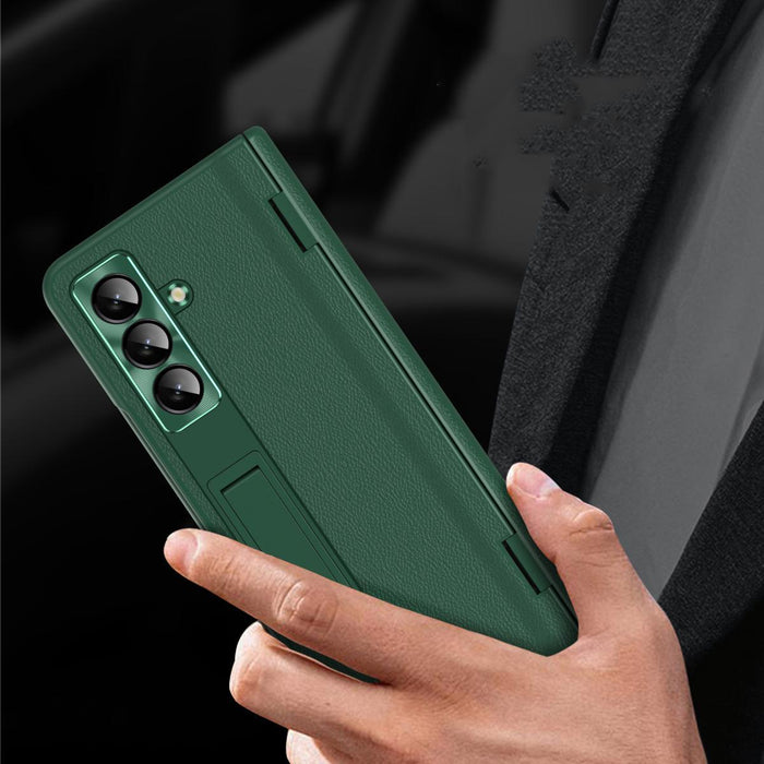 For Samsung Galaxy Z Fold7 5G Shell-Membrane Integrated Hinge All-Around Leather Folding Phone Case
