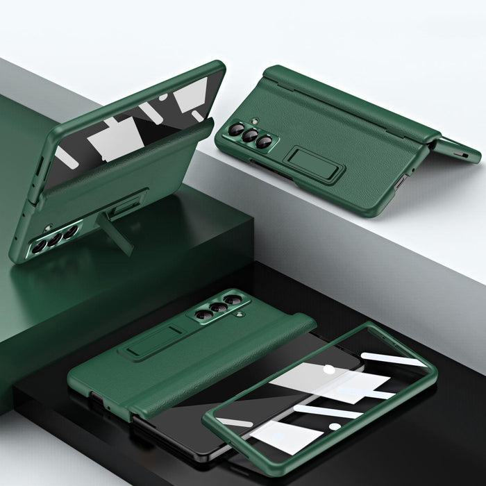 For Samsung Galaxy Z Fold7 5G Shell-Membrane Integrated Hinge All-Around Leather Folding Phone Case