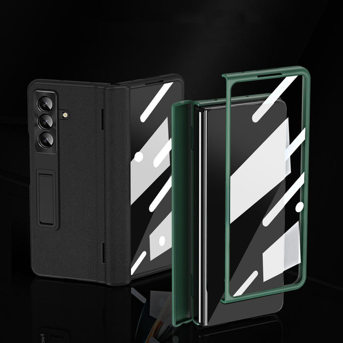 For Samsung Galaxy Z Fold7 5G Shell-Membrane Integrated Hinge All-Around Leather Folding Phone Case