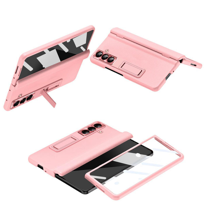 For Samsung Galaxy Z Fold7 5G Shell-Membrane Integrated Hinge All-Around Leather Folding Phone Case