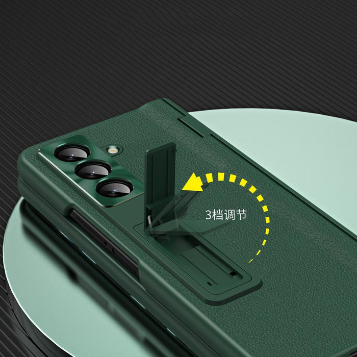 For Samsung Galaxy Z Fold7 5G Shell-Membrane Integrated Hinge All-Around Leather Folding Phone Case