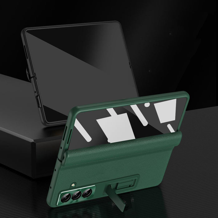 For Samsung Galaxy Z Fold7 5G Shell-Membrane Integrated Hinge All-Around Leather Folding Phone Case