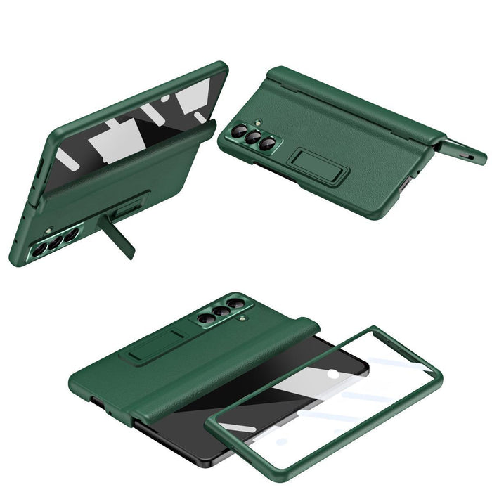 For Samsung Galaxy Z Fold7 5G Shell-Membrane Integrated Hinge All-Around Leather Folding Phone Case