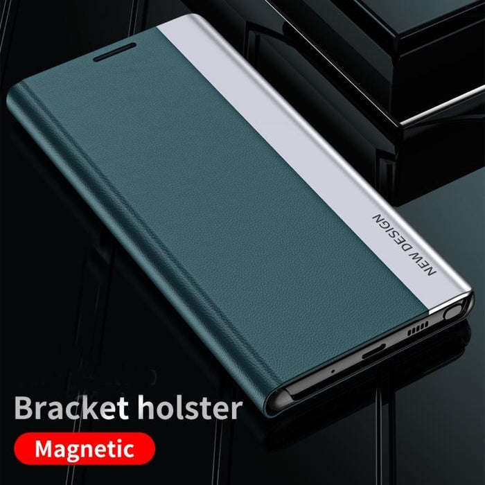 For Iphone 15 Side Electroplated Adsorption Leather Phone Case