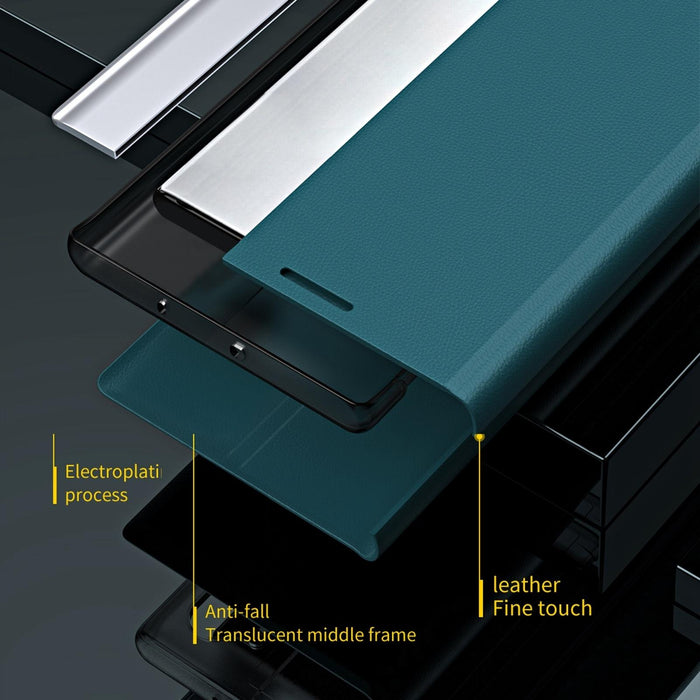 For Iphone 15 Side Electroplated Adsorption Leather Phone Case