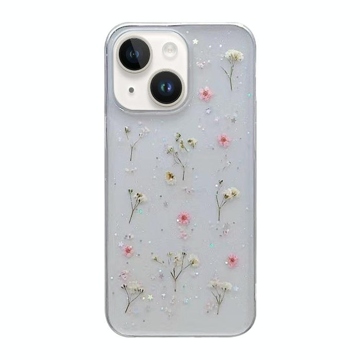 For Iphone 15 Gypsophila Flowers Pattern Tpu Protective Phone Case