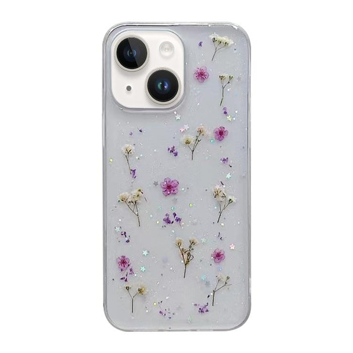 For Iphone 15 Gypsophila Flowers Pattern Tpu Protective Phone Case