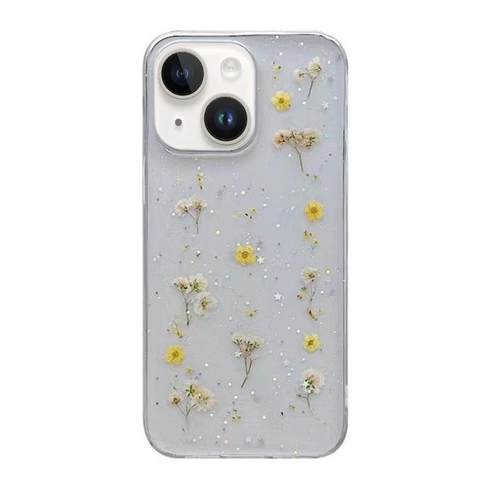 For Iphone 15 Gypsophila Flowers Pattern Tpu Protective Phone Case