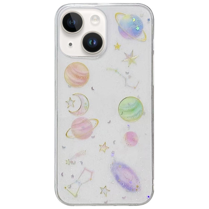 For Iphone 15 Cosmic Star Glitter Epoxy Tpu Phone Case Transparent