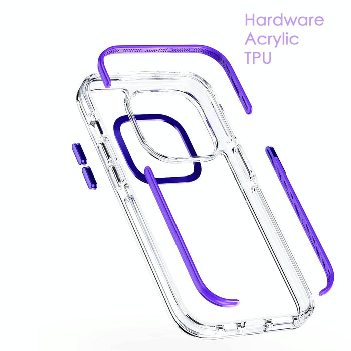 For Iphone 15 Two-Colour Tpu Transparent Pc Shockproof Phone Case