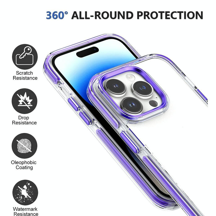For Iphone 15 Two-Colour Tpu Transparent Pc Shockproof Phone Case
