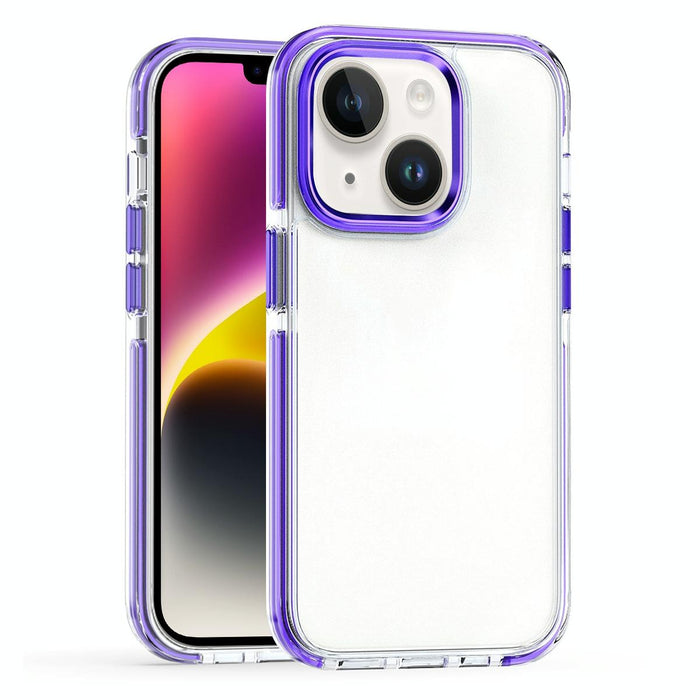 For Iphone 15 Two-Colour Tpu Transparent Pc Shockproof Phone Case
