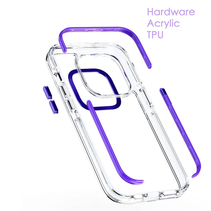 For Iphone 15 Two-Colour Tpu Transparent Pc Shockproof Phone Case