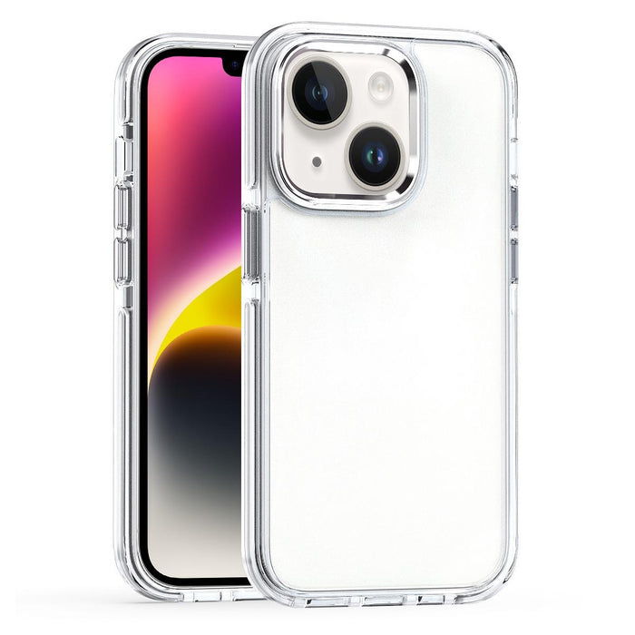 For Iphone 15 Two-Colour Tpu Transparent Pc Shockproof Phone Case