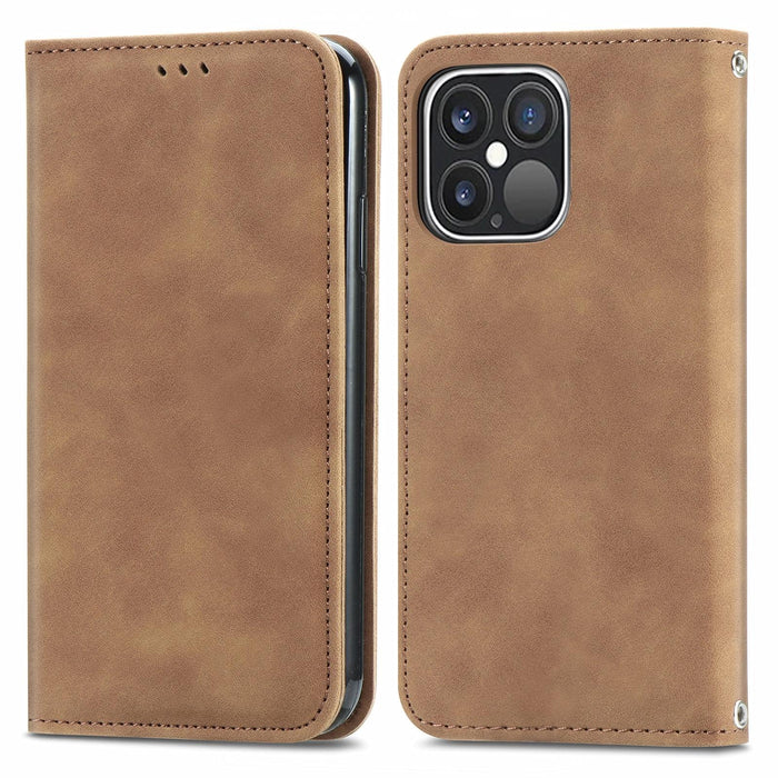 For Iphone 15 Retro Skin Feel Magnetic Flip Leather Phone Case