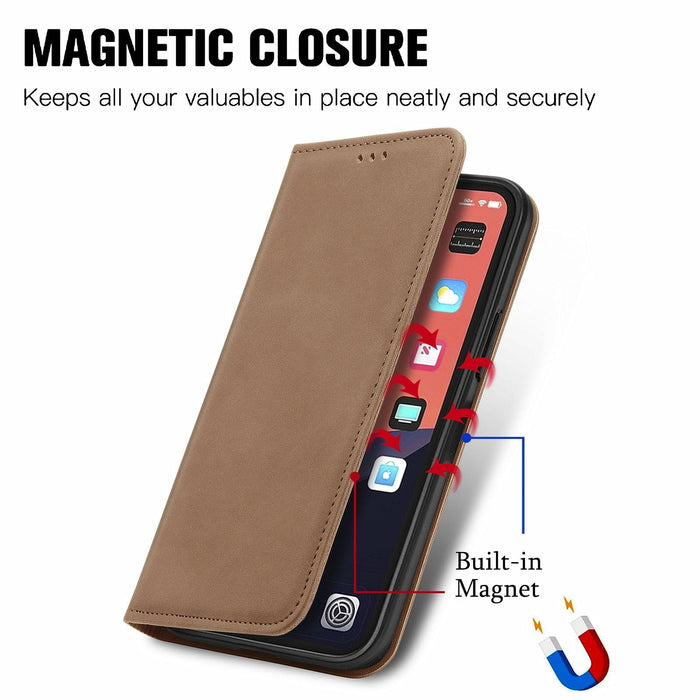 For Iphone 15 Retro Skin Feel Magnetic Flip Leather Phone Case