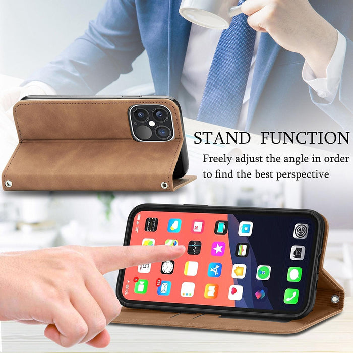 For Iphone 15 Retro Skin Feel Magnetic Flip Leather Phone Case