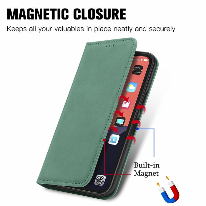 For Iphone 15 Retro Skin Feel Magnetic Flip Leather Phone Case