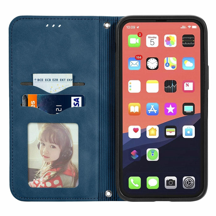 For Iphone 15 Retro Skin Feel Magnetic Flip Leather Phone Case