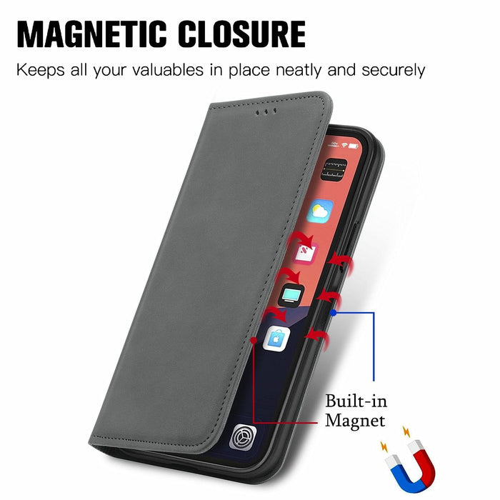 For Iphone 15 Retro Skin Feel Magnetic Flip Leather Phone Case