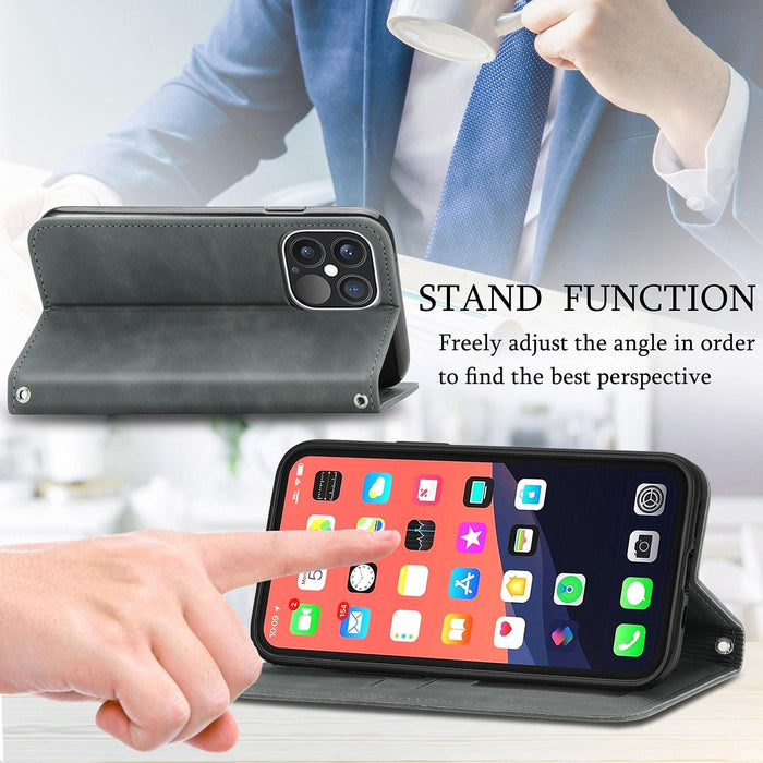 For Iphone 15 Retro Skin Feel Magnetic Flip Leather Phone Case