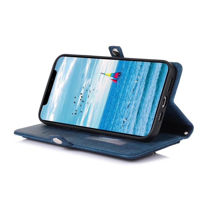 For Iphone 15 Zipper Card Slot Buckle Wallet Leather Phone Case