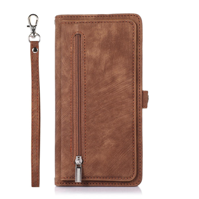 For Iphone 15 Zipper Card Slot Buckle Wallet Leather Phone Case