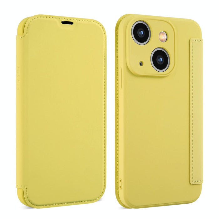 For Iphone 15 Imitate Liquid Skin Feel Leather Phone Case With Card Slots