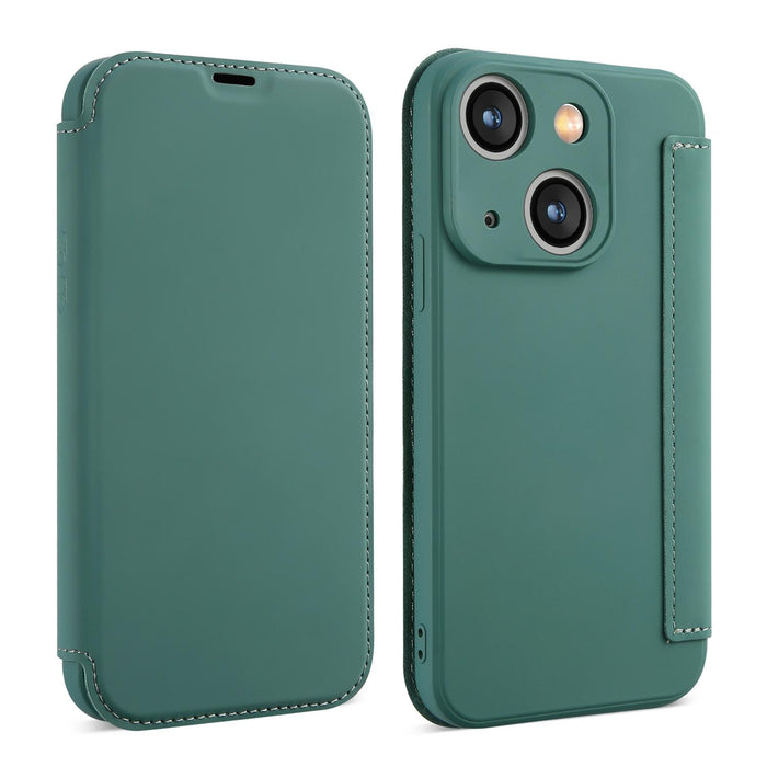 For Iphone 15 Imitate Liquid Skin Feel Leather Phone Case With Card Slots