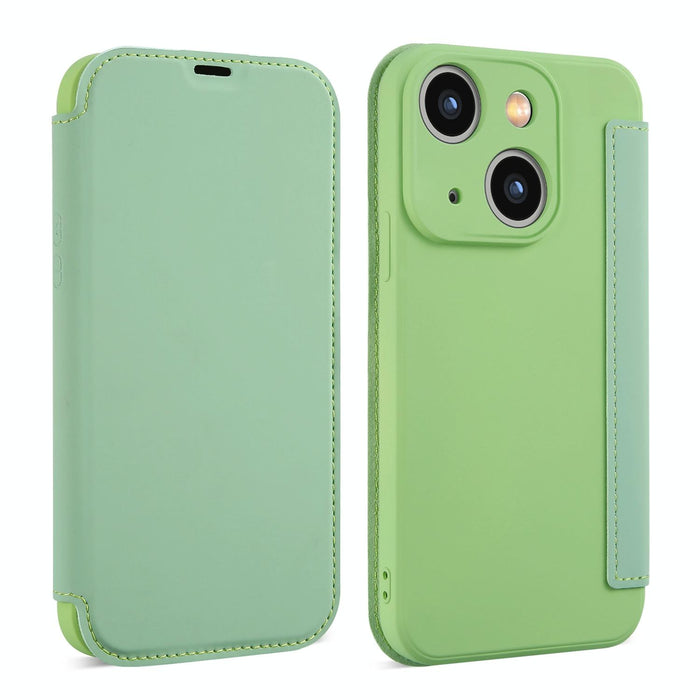 For Iphone 15 Imitate Liquid Skin Feel Leather Phone Case With Card Slots