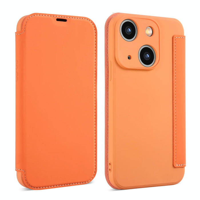 For Iphone 15 Imitate Liquid Skin Feel Leather Phone Case With Card Slots