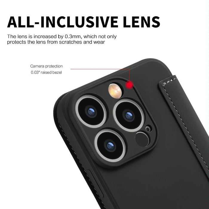 For Iphone 15 Imitate Liquid Skin Feel Leather Phone Case With Card Slots