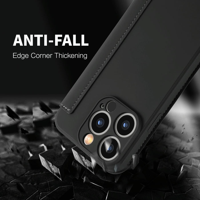 For Iphone 15 Imitate Liquid Skin Feel Leather Phone Case With Card Slots