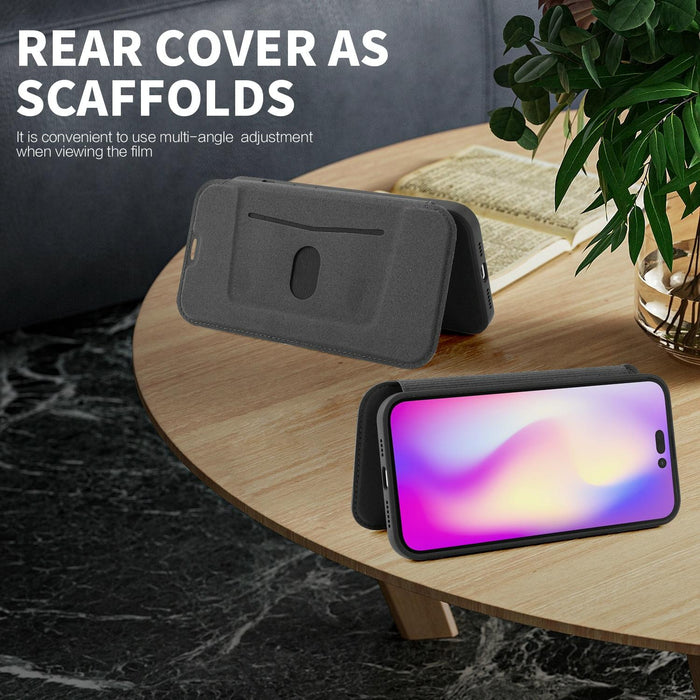 For Iphone 15 Imitate Liquid Skin Feel Leather Phone Case With Card Slots