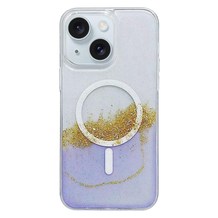 For Iphone 15 Magsafe Gilding Hybrid Clear Tpu Phone Case