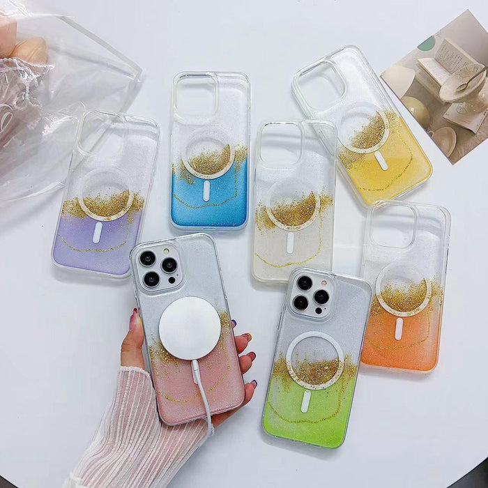 For Iphone 15 Magsafe Gilding Hybrid Clear Tpu Phone Case