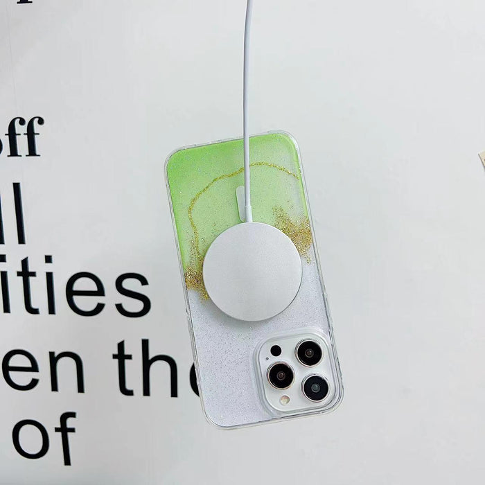 For Iphone 15 Magsafe Gilding Hybrid Clear Tpu Phone Case