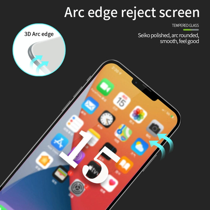 For Iphone 15 9H 3D Explosion-Proof Curved Screen Tempered Glass Film Black