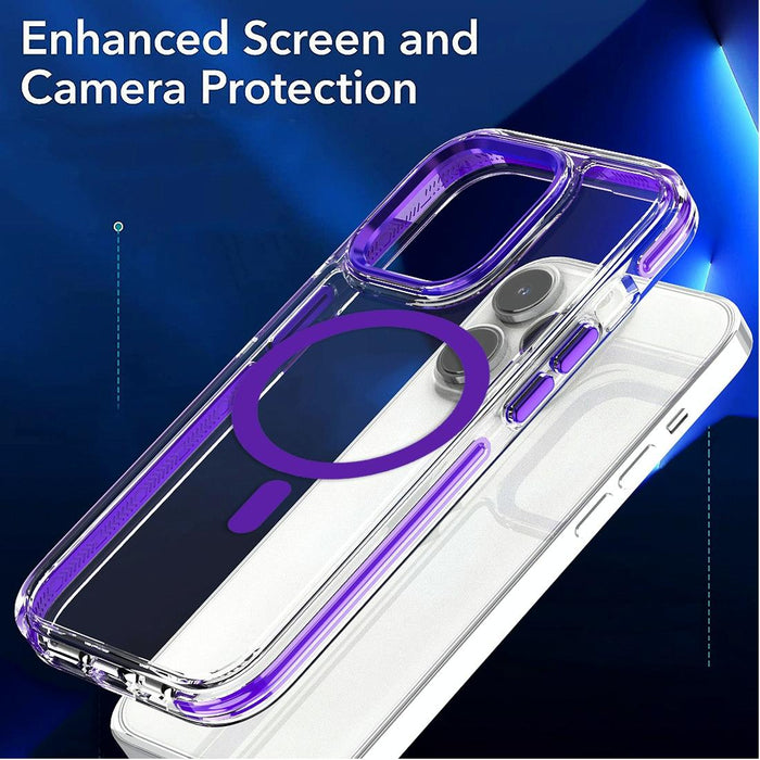 For Iphone 15 Dual-Colour Magsafe Tpu Hybrid Clear Pc Shockproof Phone Case