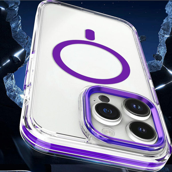 For Iphone 15 Dual-Colour Magsafe Tpu Hybrid Clear Pc Shockproof Phone Case