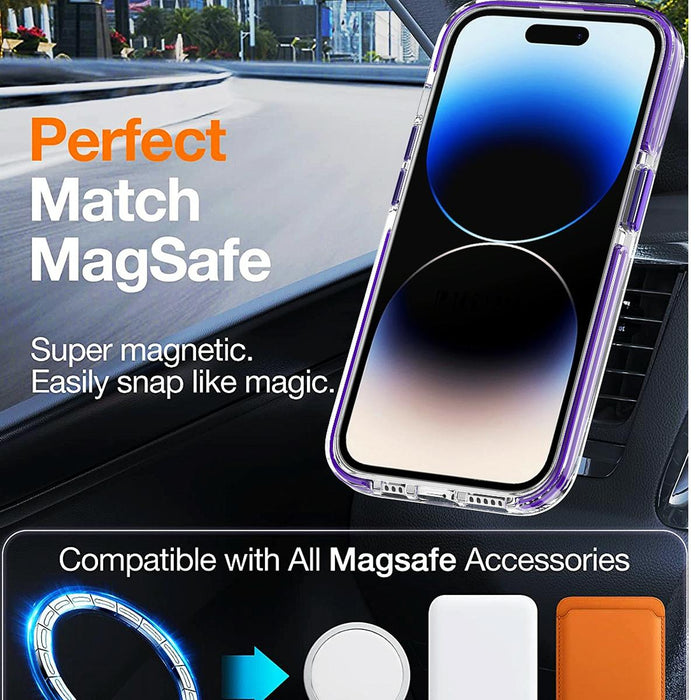 For Iphone 15 Dual-Colour Magsafe Tpu Hybrid Clear Pc Shockproof Phone Case