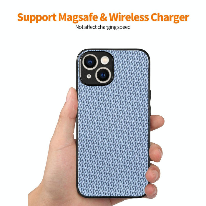 For Iphone 15 Fiber Leather Skin Pc Phone Case With High Aluminum-Silicon Glass Film