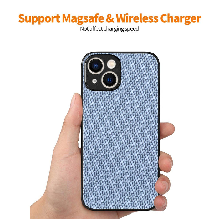For Iphone 15 Fiber Leather Skin Pc Phone Case With High Aluminum-Silicon Glass Film