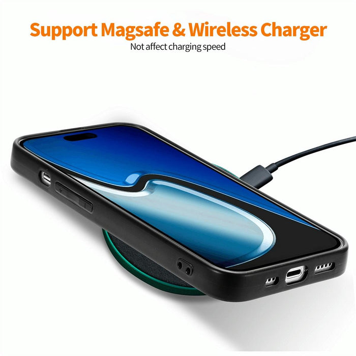 For Iphone 15 Fiber Leather Skin Pc Phone Case With High Aluminum-Silicon Glass Film