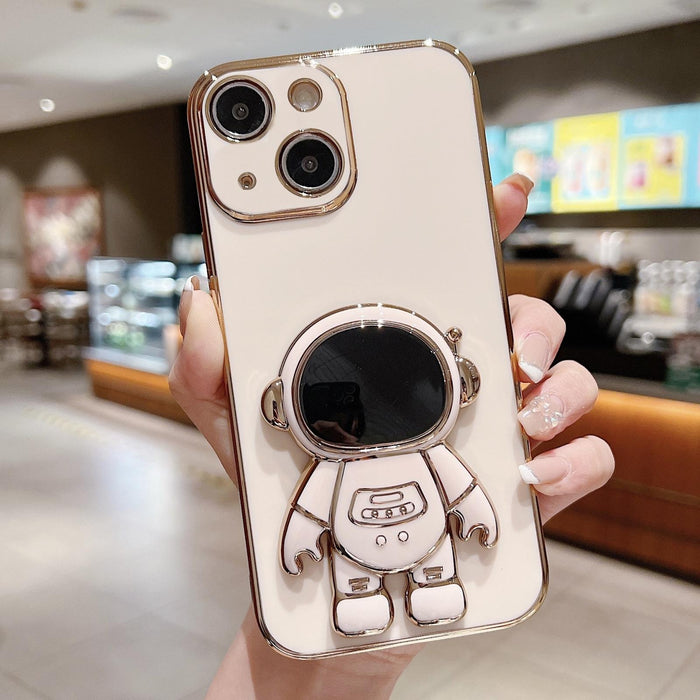 For Iphone 15 Electroplating Astronaut Holder Phone Case