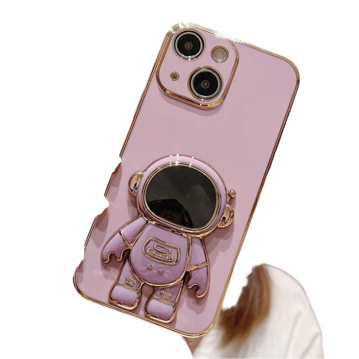 For Iphone 15 Electroplating Astronaut Holder Phone Case