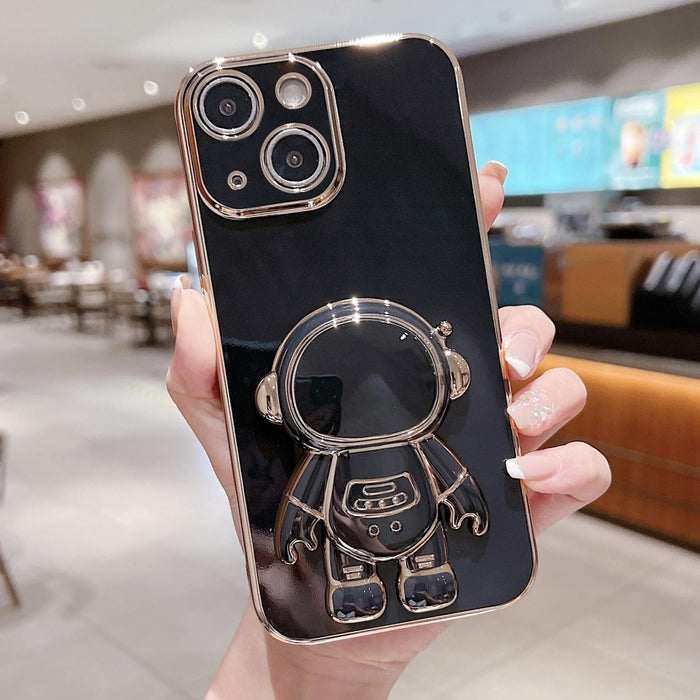 For Iphone 15 Electroplating Astronaut Holder Phone Case