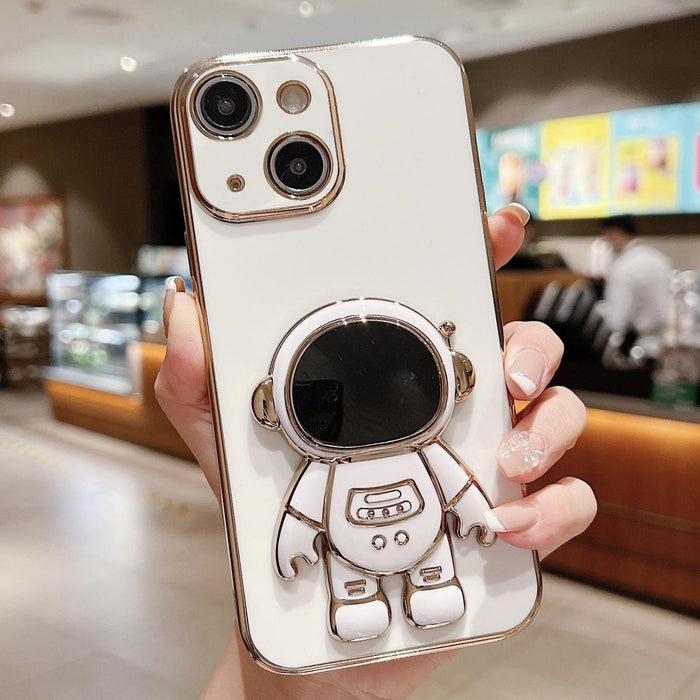 For Iphone 15 Electroplating Astronaut Holder Phone Case