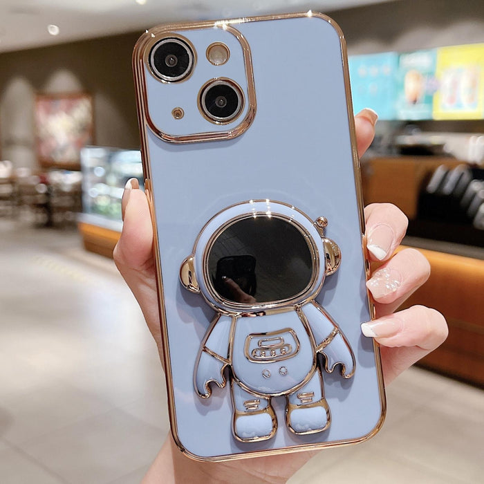 For Iphone 15 Electroplating Astronaut Holder Phone Case