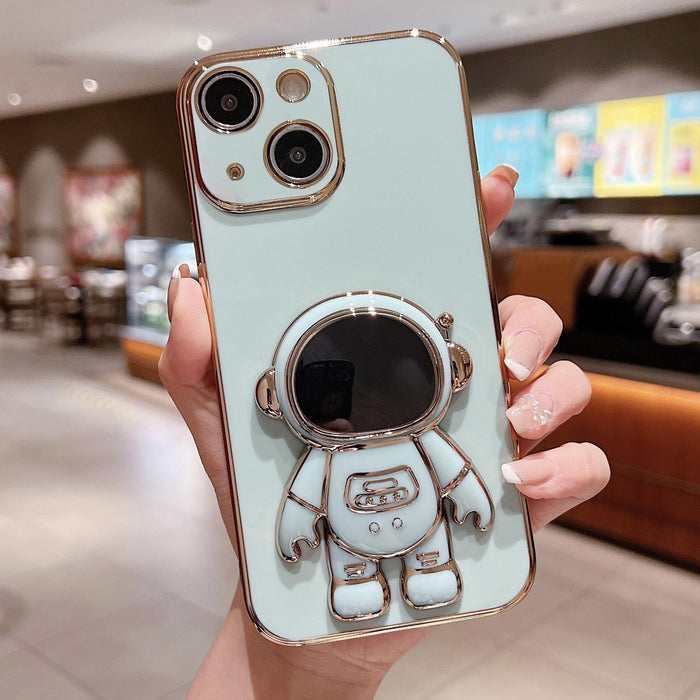 For Iphone 15 Electroplating Astronaut Holder Phone Case